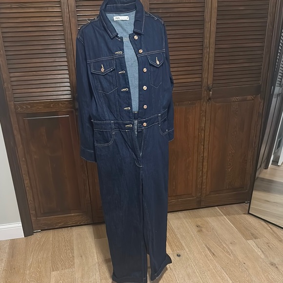 Zara Dark Blue Denim Jumpsuit - Picture 2 of 5